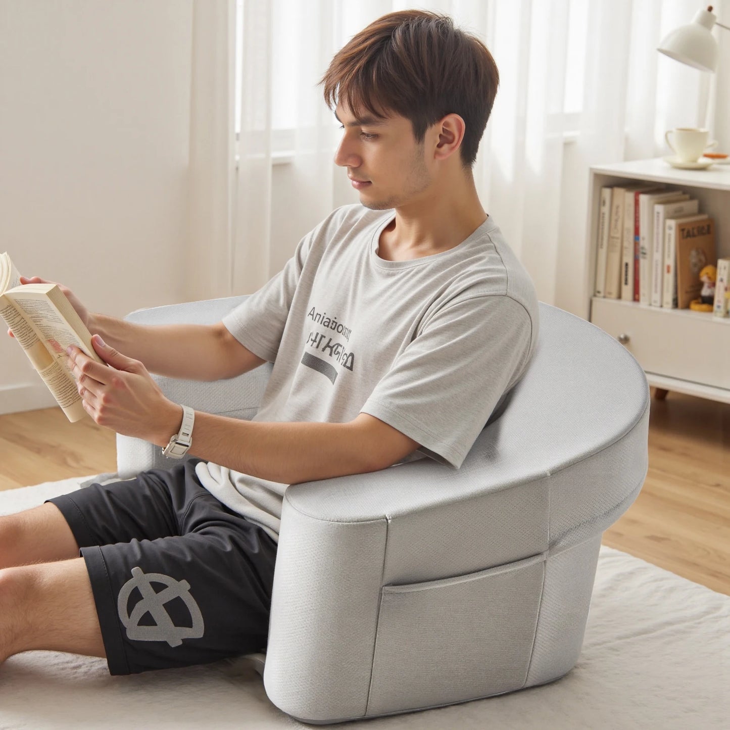 JHK Curved Memory Foam Reading Pillow With Washable Cover
