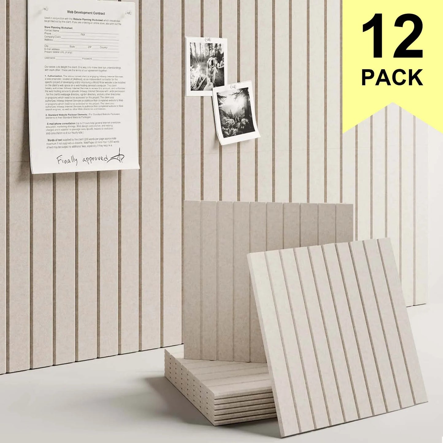 Six To Twelve Pack Felt Wall Tiles For Bulletin Board