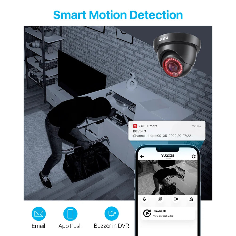 ZOSI 8-Channel H265 5MP Lite DVR System With 4 Cameras