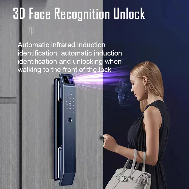 YKESDL 3D Face Recognition Fingerprint Door Lock With Camera