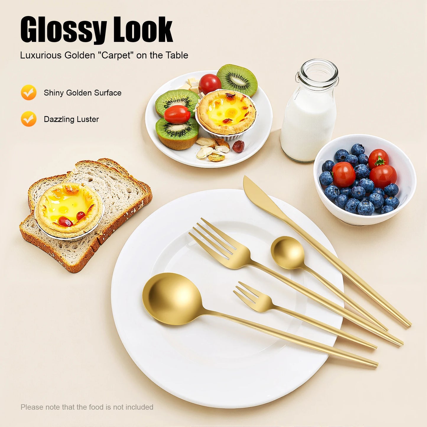 Titanium-Plated Stainless Steel Flatware Set For Weddings Dishwasher Safe