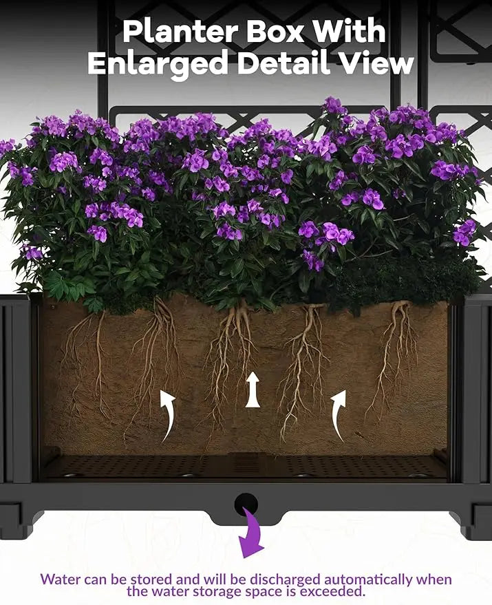 Vertical Garden Planter Box With Trellis For Climbing Plants