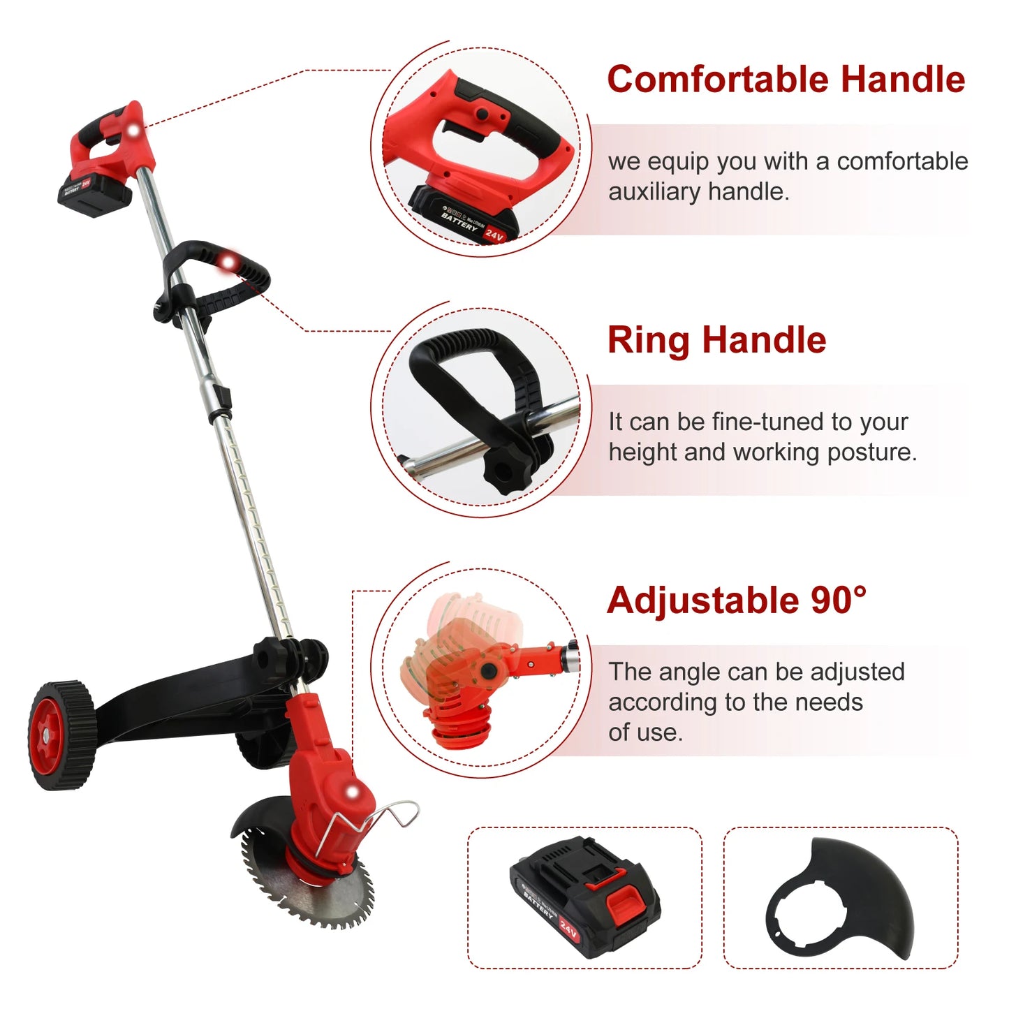 Cordless 21V Weed Trimmer Edger With 1.5Ah Battery And Charger