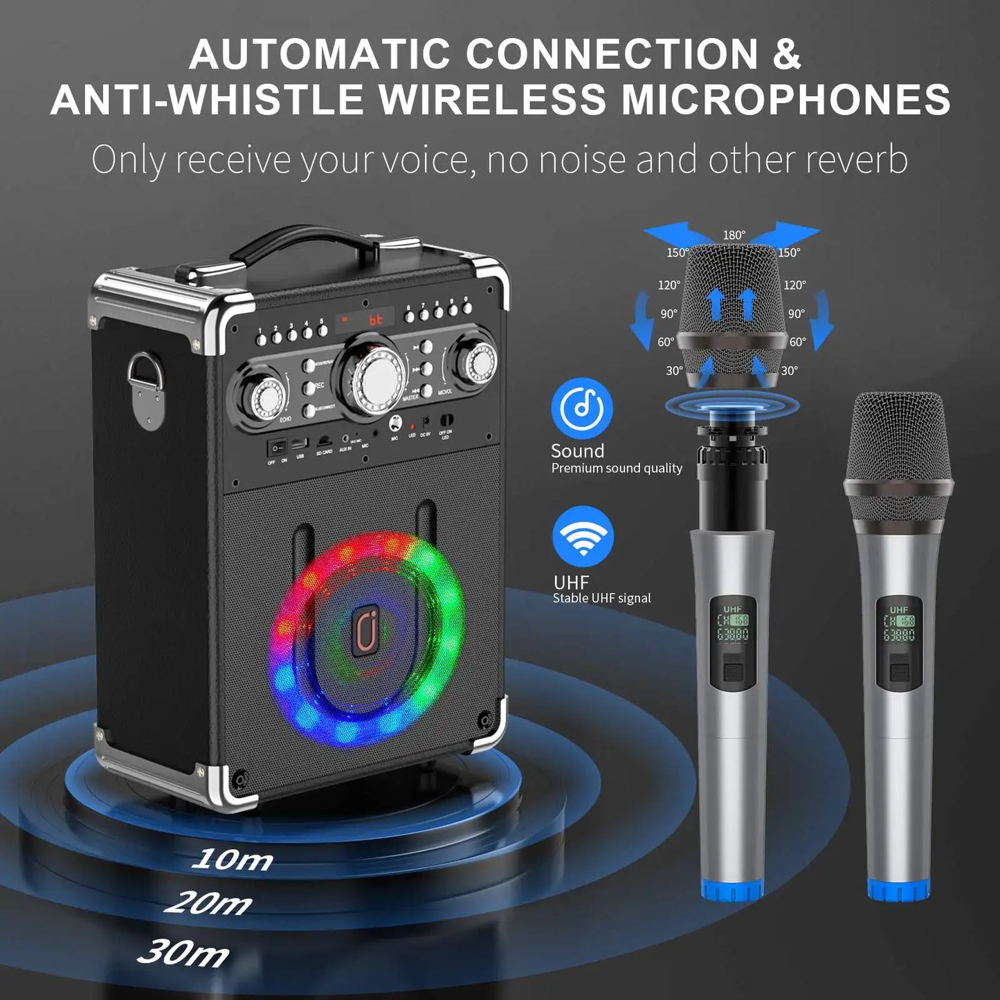 FanFun Karaoke Machine With 3 Mics And DJ Disco Ball