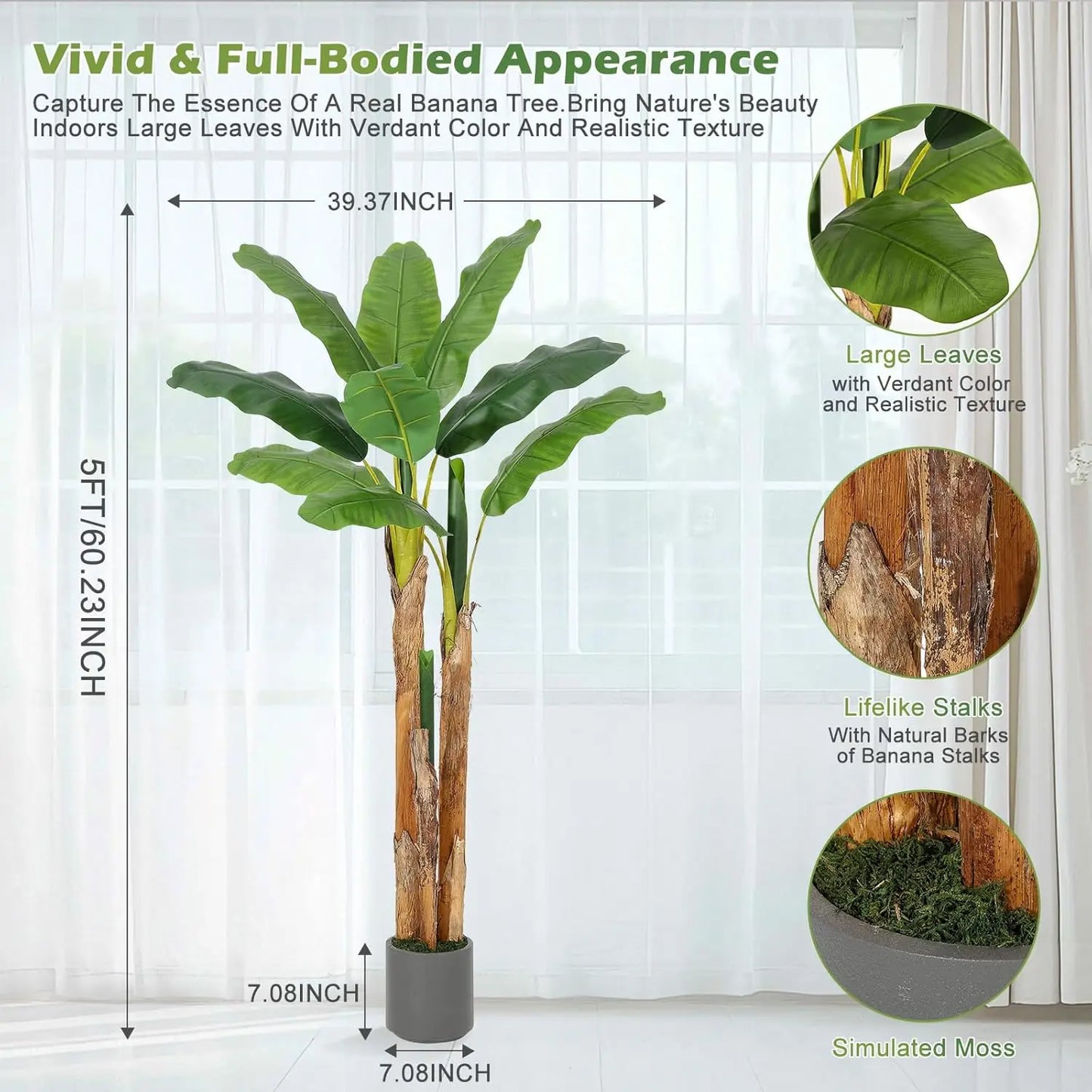 HiMISS Artificial Banana Tree Planter for Home and Office Decor