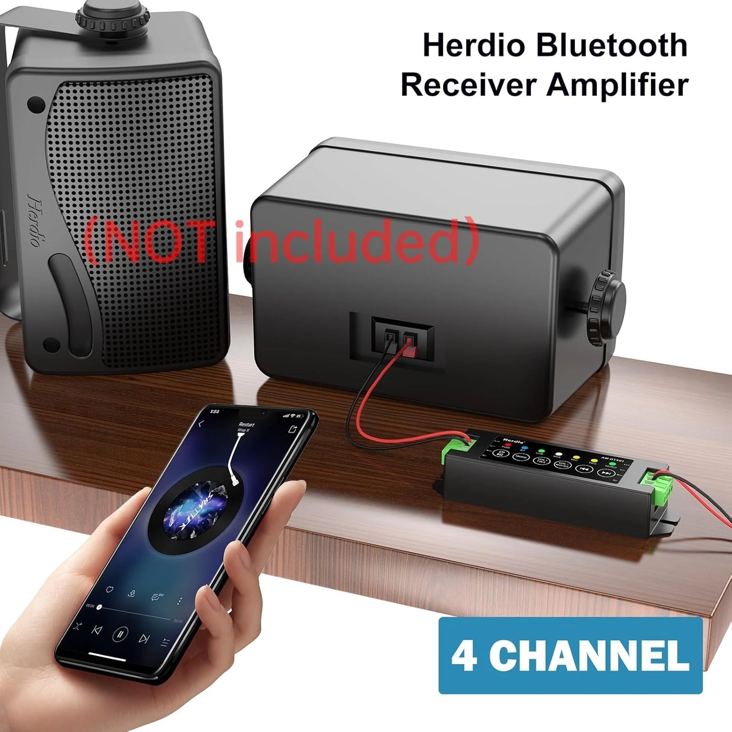 Herdio 4 Channel Bluetooth Amplifier 200W Output With 24V5A Power Supply