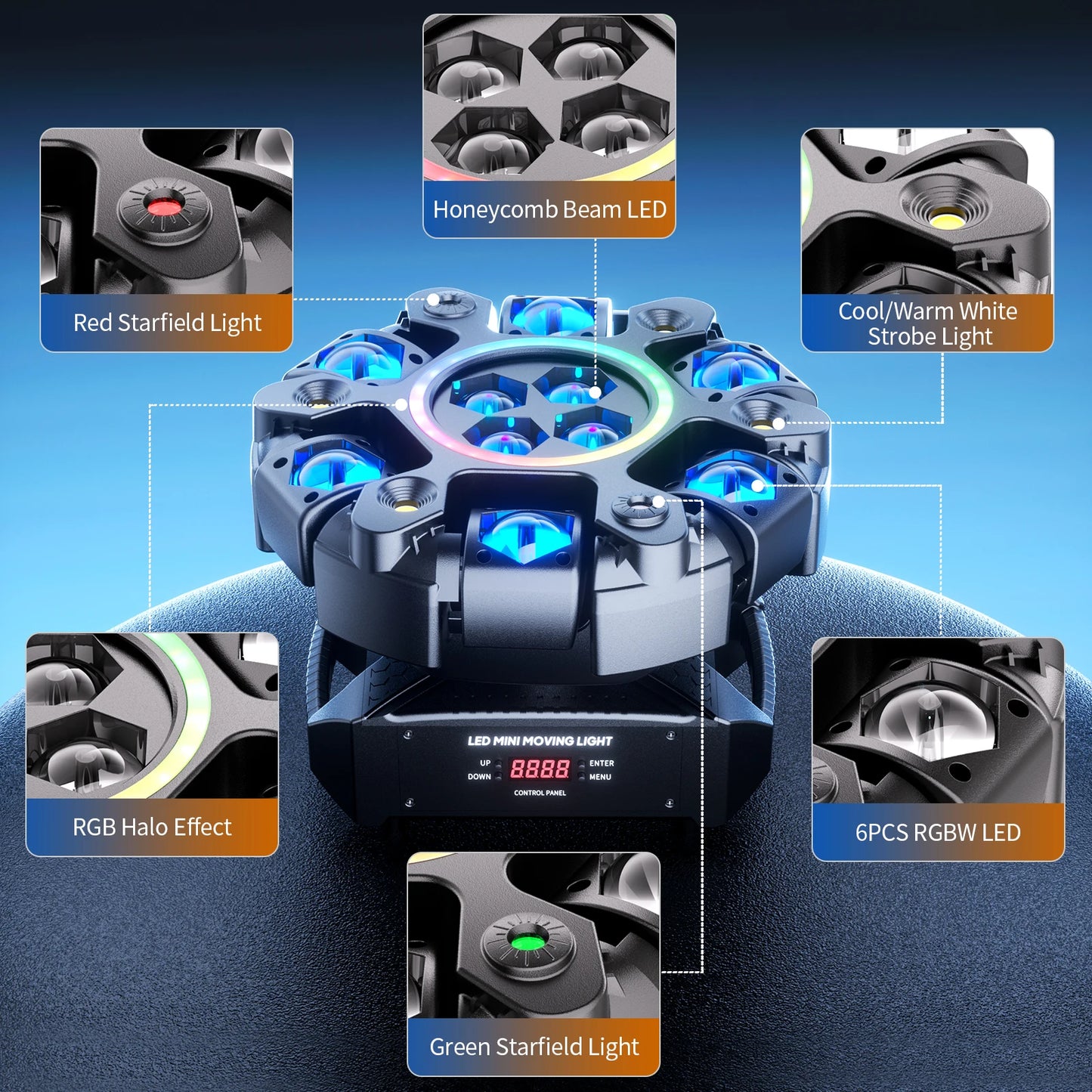 DayFlicker 120W RGBW Moving Head Light DMX512 26CH Strobe