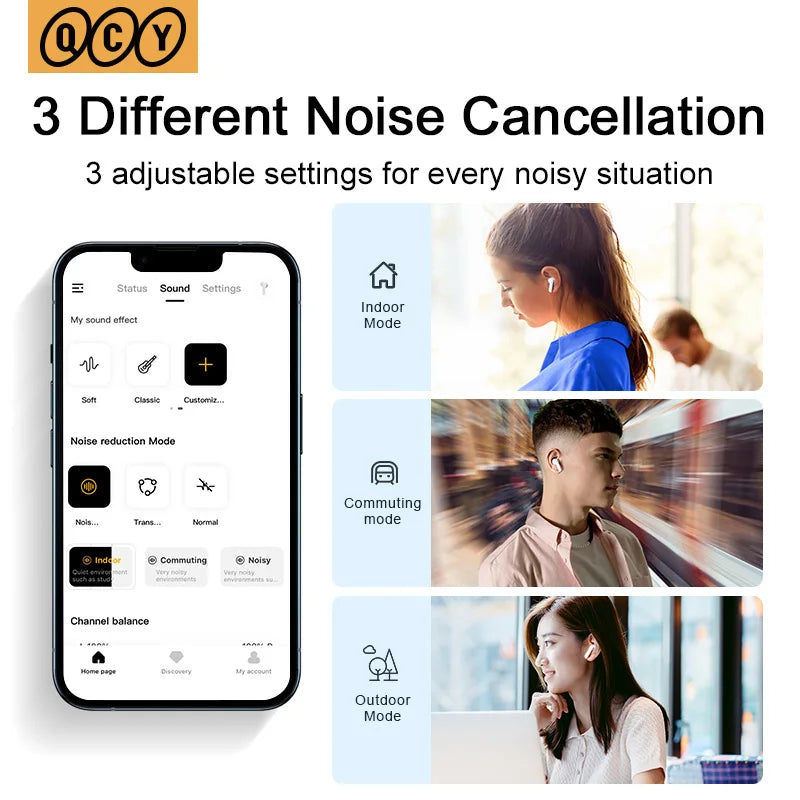 QCY HT05 ANC Wireless Earphones 40dB Noise Cancellation Bluetooth 5.2