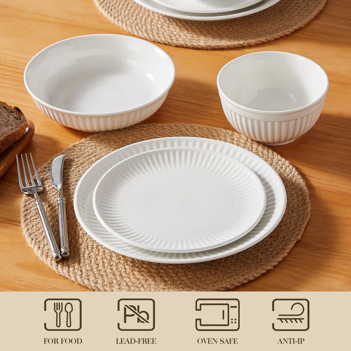 MALACASA Leila Ceramic Dinnerware Set Porcelain Tableware Collection