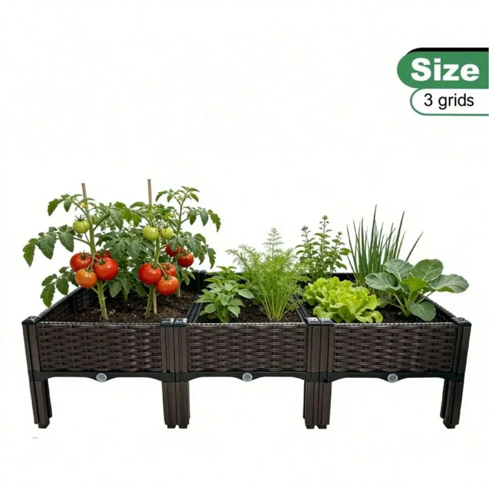 Modular Raised Garden Bed With Legs Three Unit Planter Box
