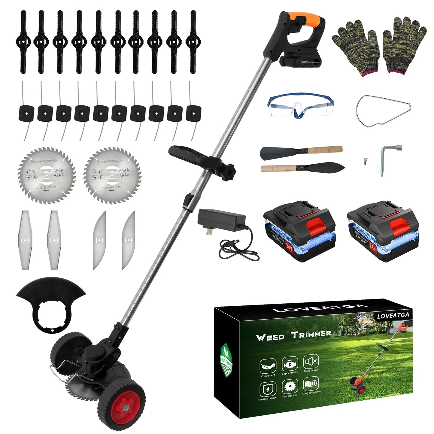 21V Cordless Grass Trimmer 3in1 Edger Mower With Batteries