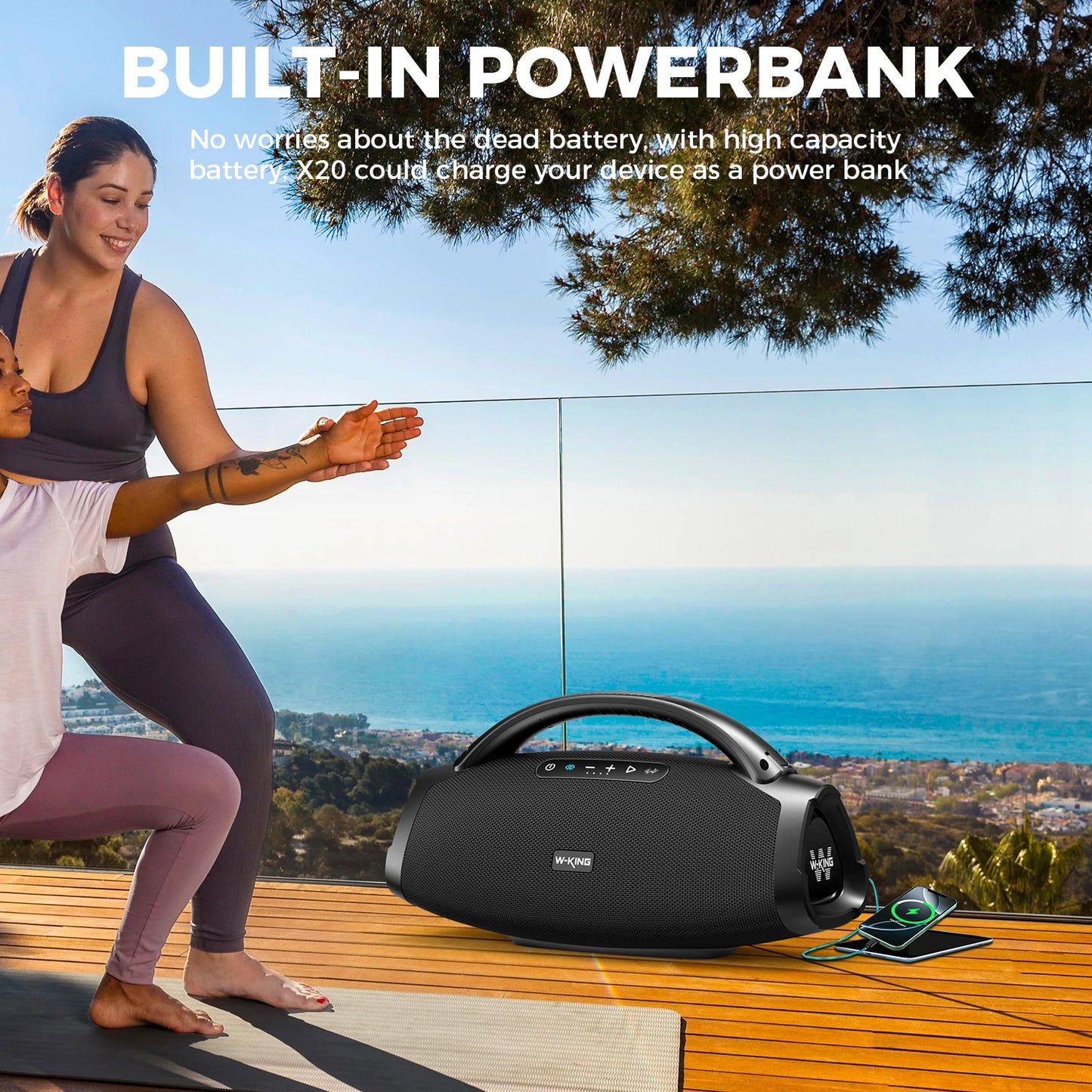 W-King D20 200W RMS Portable Bluetooth Speaker IPX7 Waterproof Outdoor