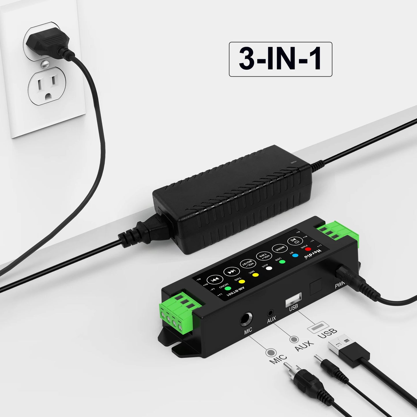 Herdio 4 Channel Bluetooth Amplifier 200W Output With 24V5A Power Supply