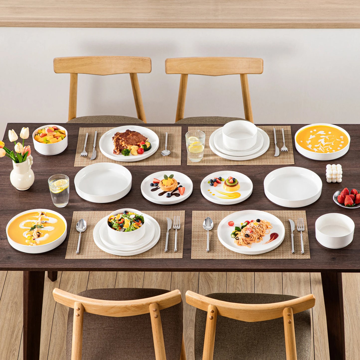 MALACASA Ceramic Dinner Plate Set Everyday Dinnerware