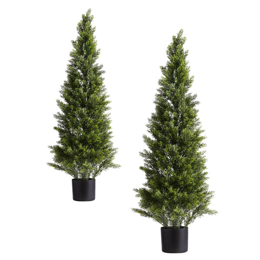 SucceBuy Artificial Topiary Cedar Trees Set For Home Decor