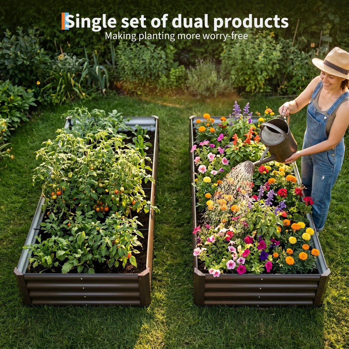 HiMISS 2 Pack Galvanized Steel Raised Garden Beds Outdoor