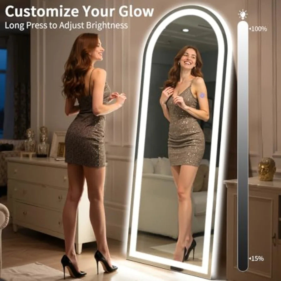 Full Length Standing Mirror With Dimmable 3 Color Led Lights