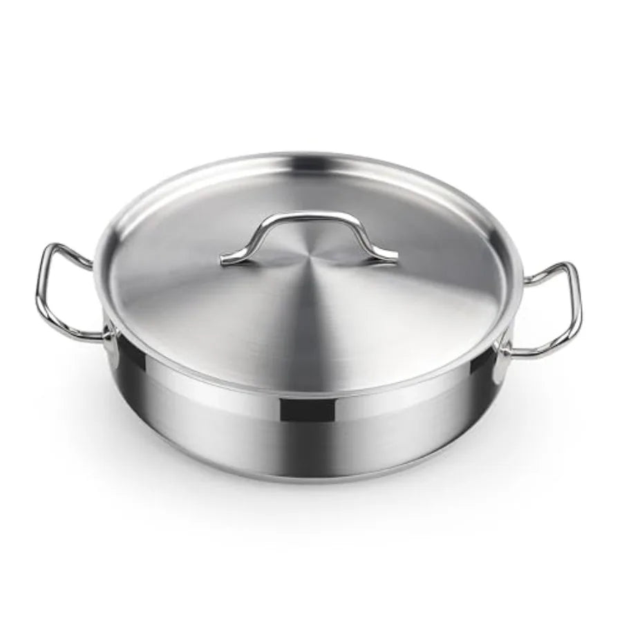 Stainless Steel Sauté Pan With Lid Ideal For Everyday Cooking