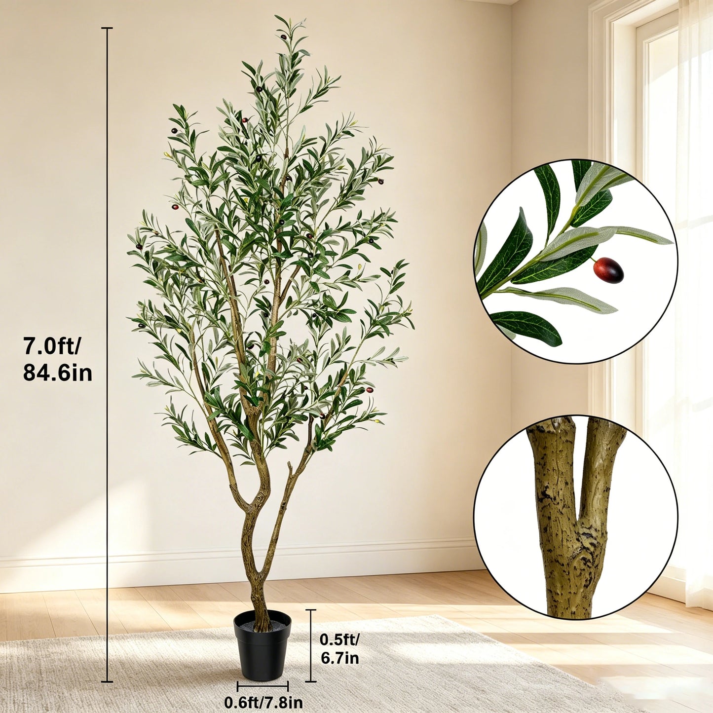 Olitree Olive Tree Artificial Indoor Floor Plant In Pot With Fruits