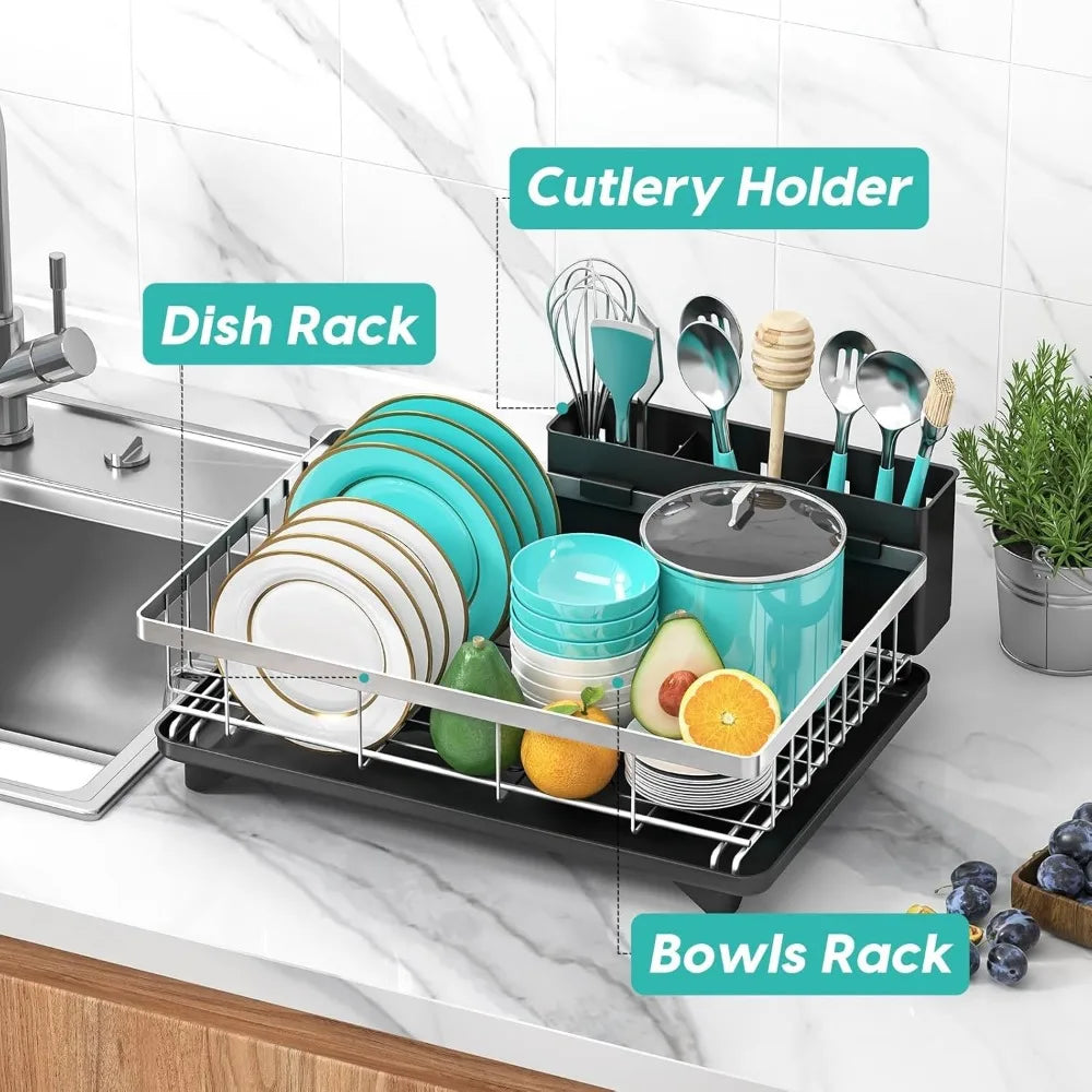 NBVCX Rustproof Dish Drying Rack With Large Utensil Holder
