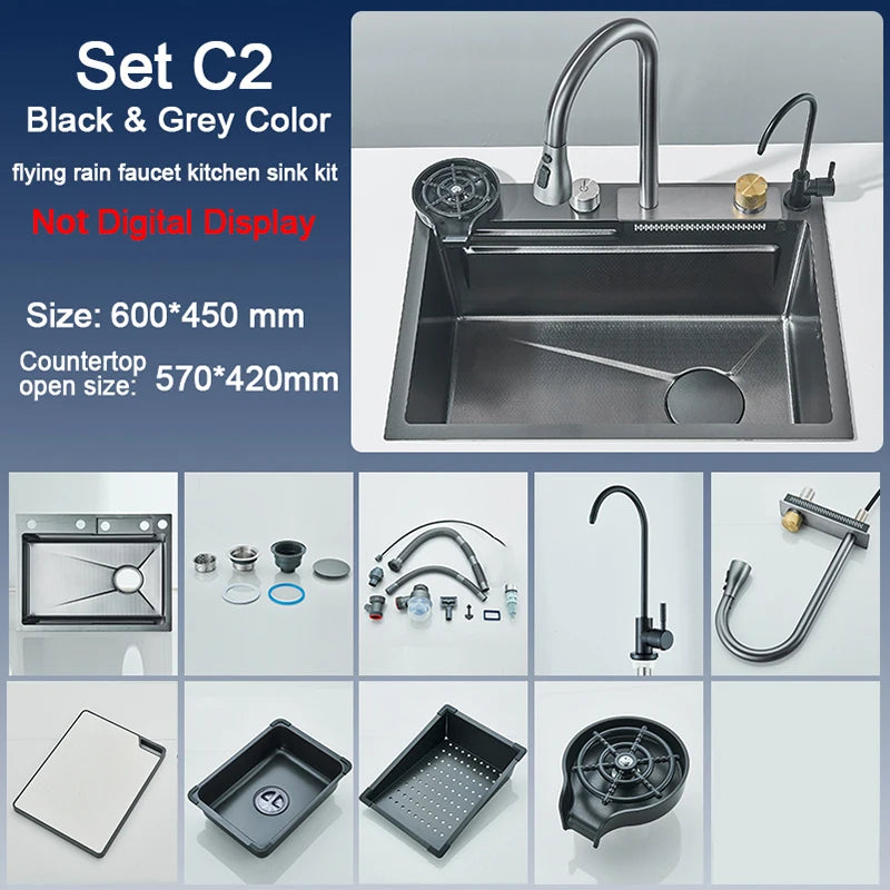 Rozin Stainless Steel Kitchen Sink With Faucet Single Bowl