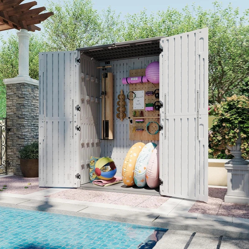AOXUN 1800L Tall Outdoor Storage Shed With Floor Waterproof Resin