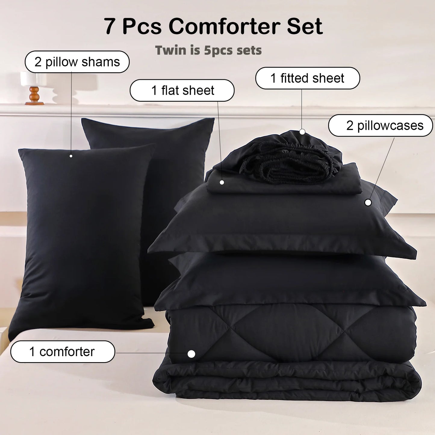 EasYum 5 Piece Brushed Polyester Bedding Set With Pillowcases