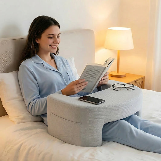 JHK Curved Memory Foam Reading Pillow With Washable Cover