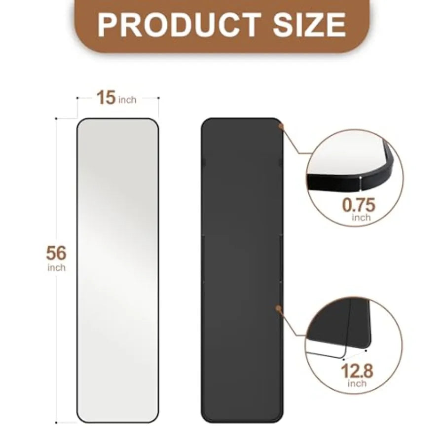 Full Length Floor Mirror With Rounded Corners For Bedroom Wall Mount