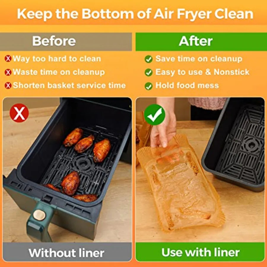 Air Fryer Disposable Paper Liners Nonstick Parchment For Dual Baskets