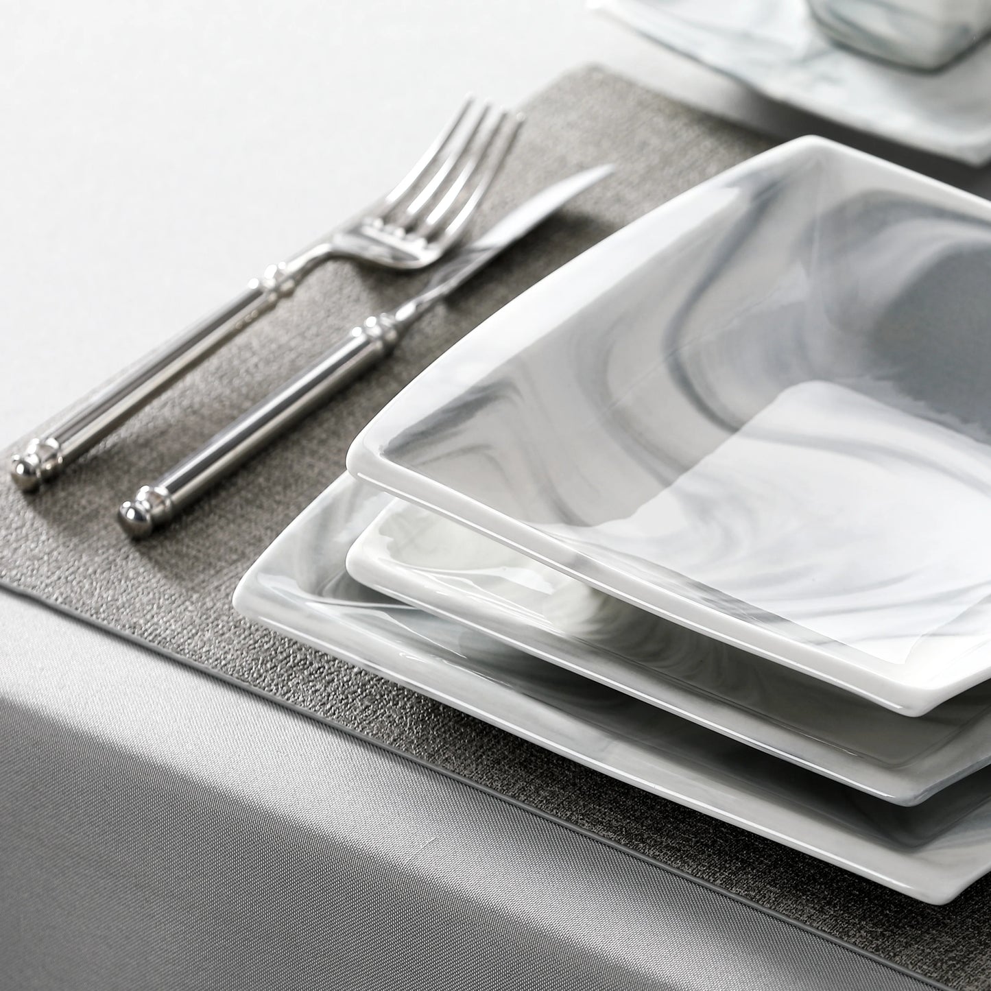 MALACASA Porcelain Dinnerware Set For 12 Service Plates Bowls