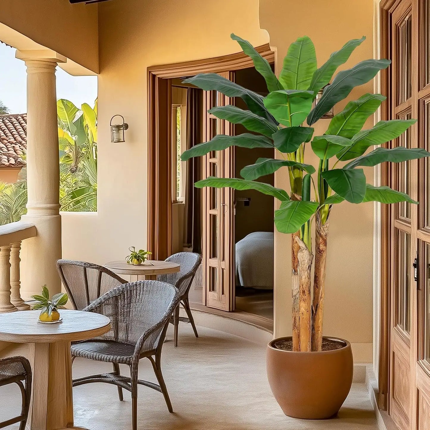 HiMISS Artificial Banana Tree Planter for Home and Office Decor