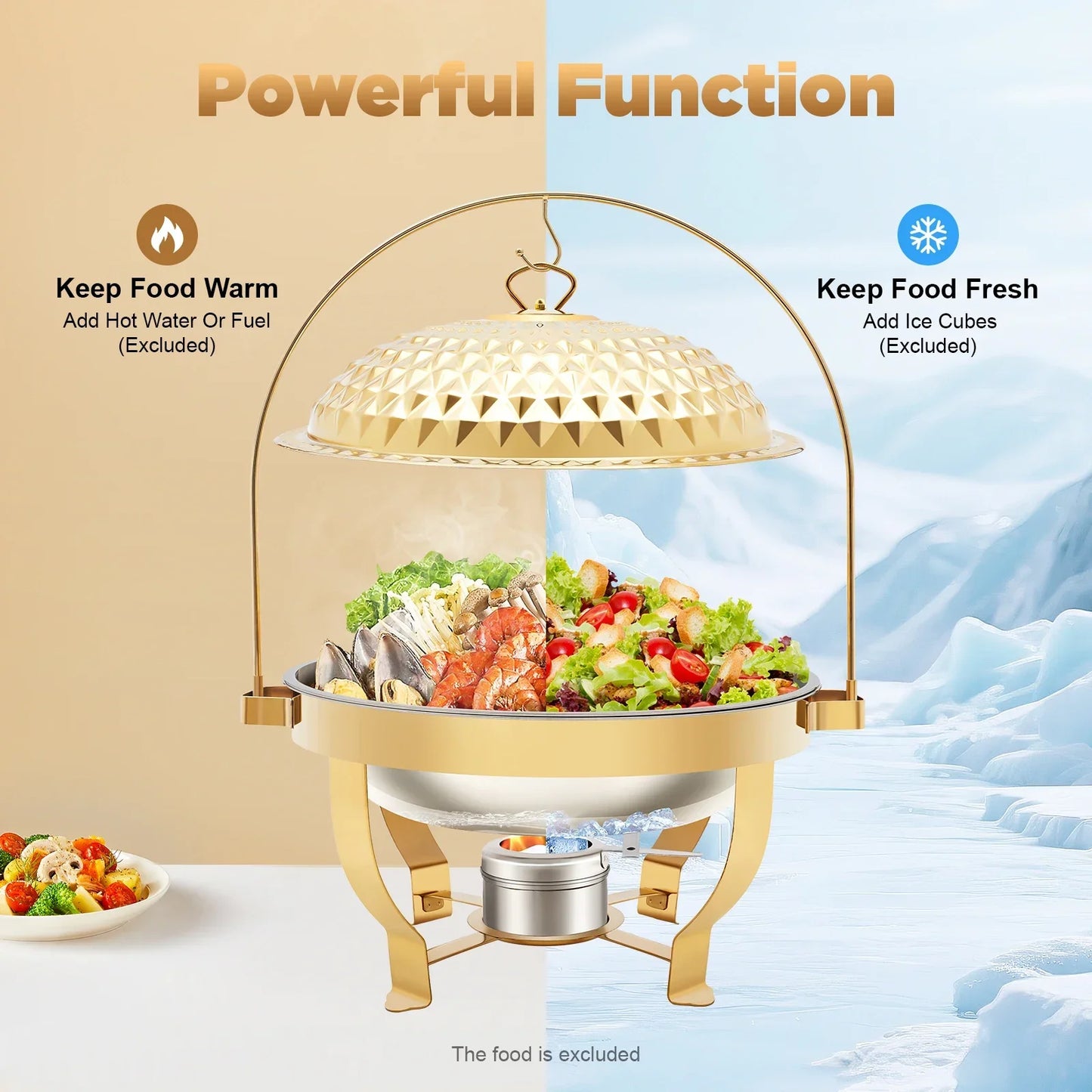 Stainless Steel Round Chafing Dish Buffet With Hanging Lid