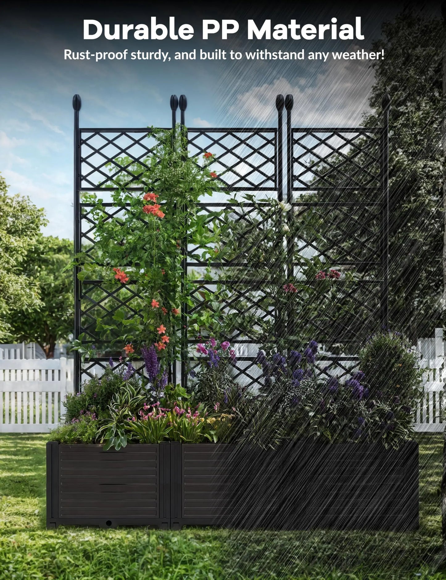 HiMISS Planter Box With Trellis For Climbing Plants And Vines