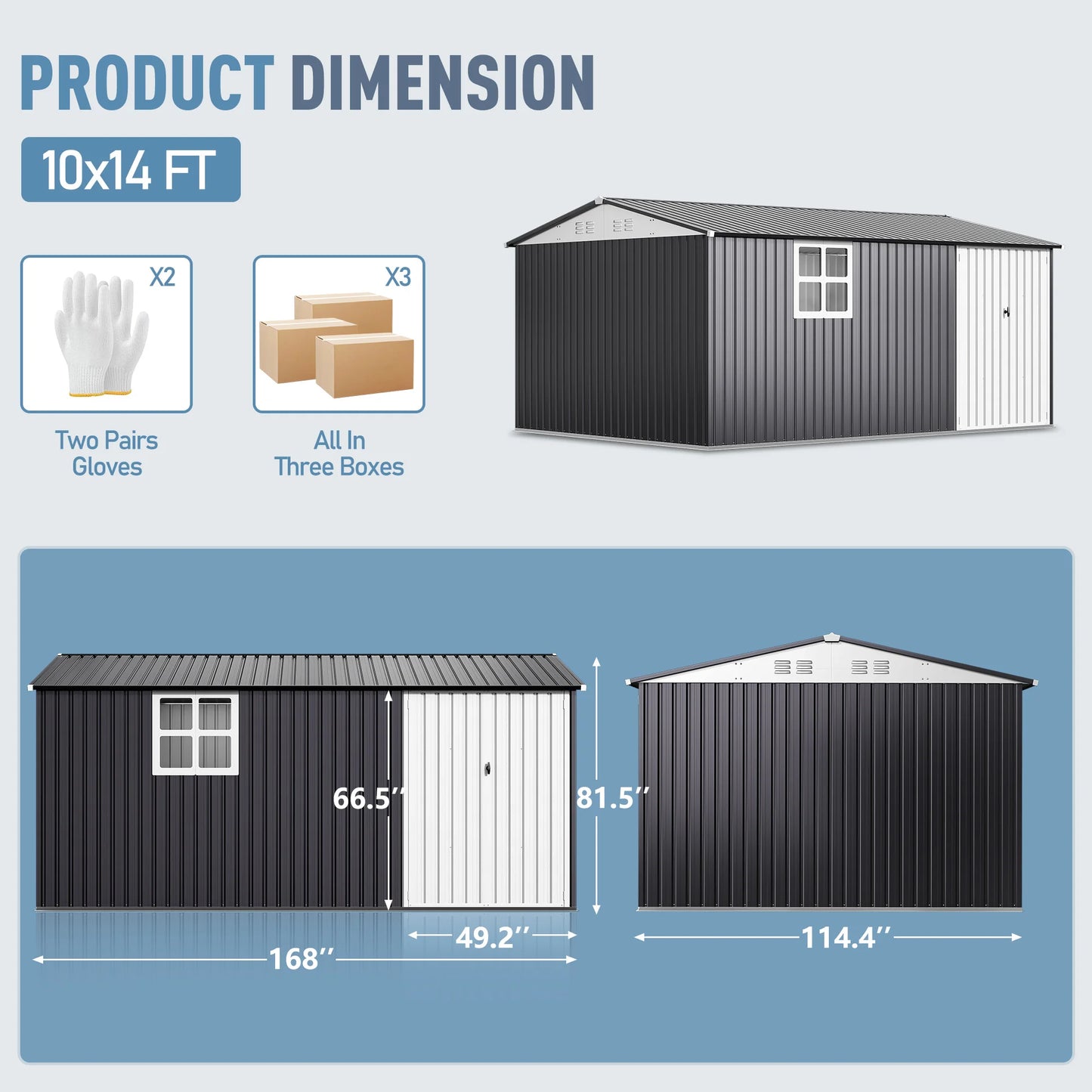 VIWAT Outdoor Metal Storage Shed With Window And Lockable Door