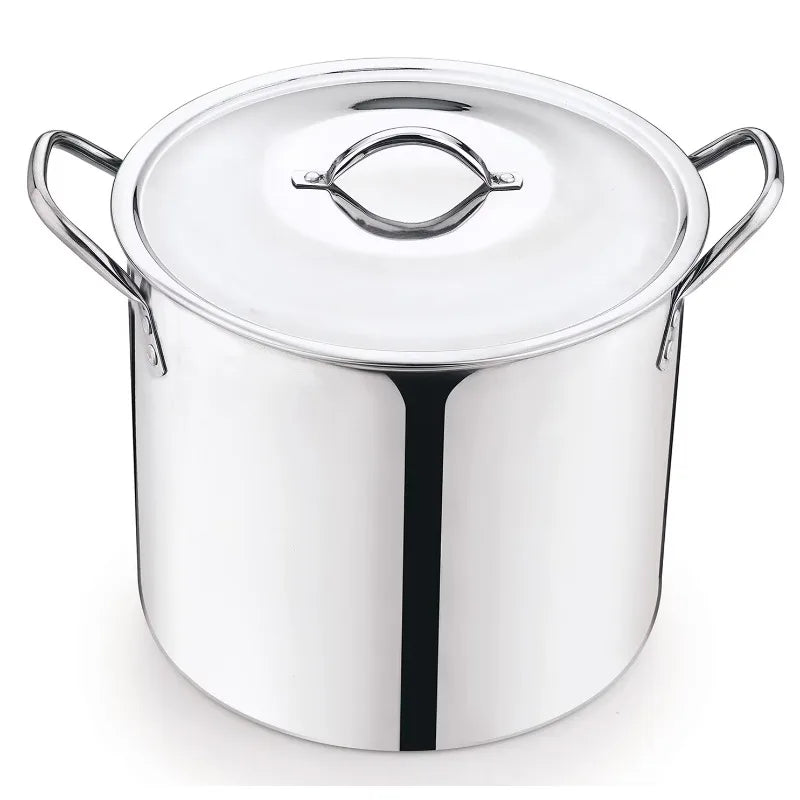 Stainless Steel Stock Pot With Metal Lid Durable And Food Safe