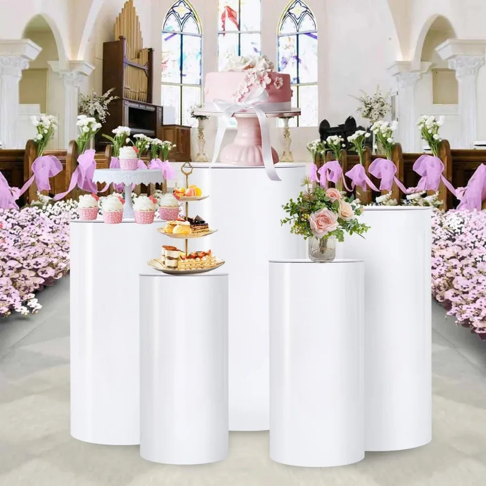 Five Cylinder Pedestal Stands for Party Wedding Cake Table Decor