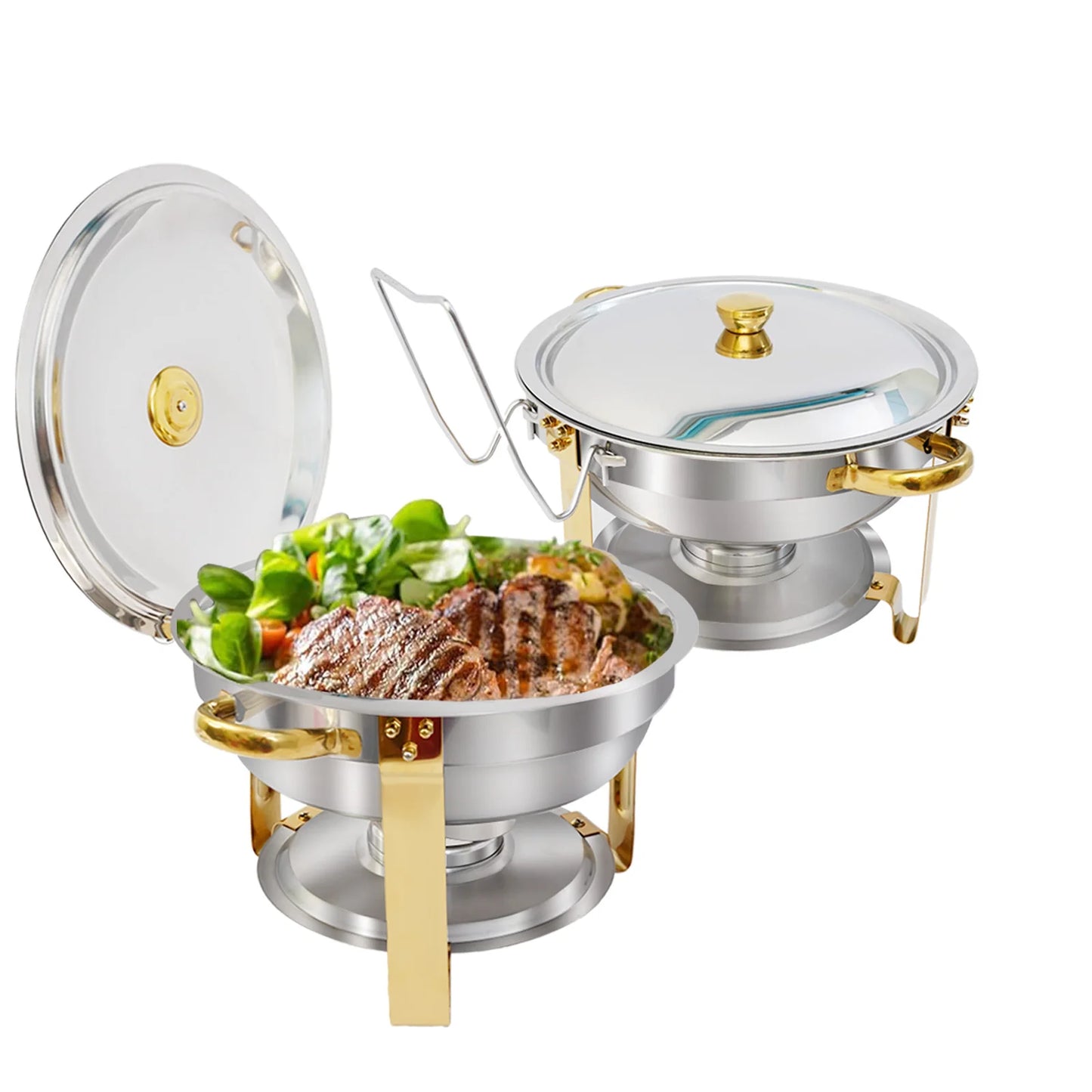 Stainless Steel Chafing Dish Buffet Set With Half Gold Plating