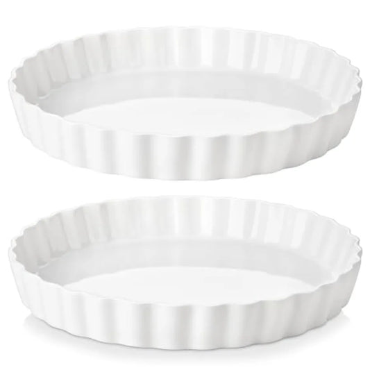 Porcelain Pie Pan Quiche Baking Dish Nonstick Round Tart Pan