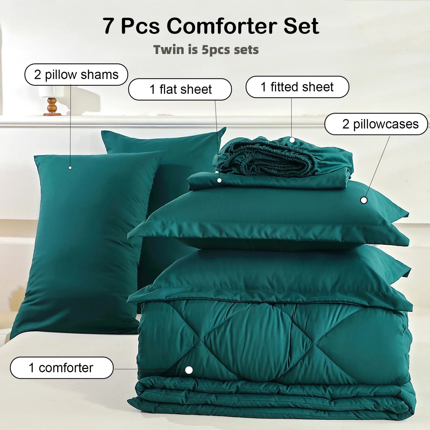 EasYum 5 Piece Brushed Polyester Bedding Set With Pillowcases