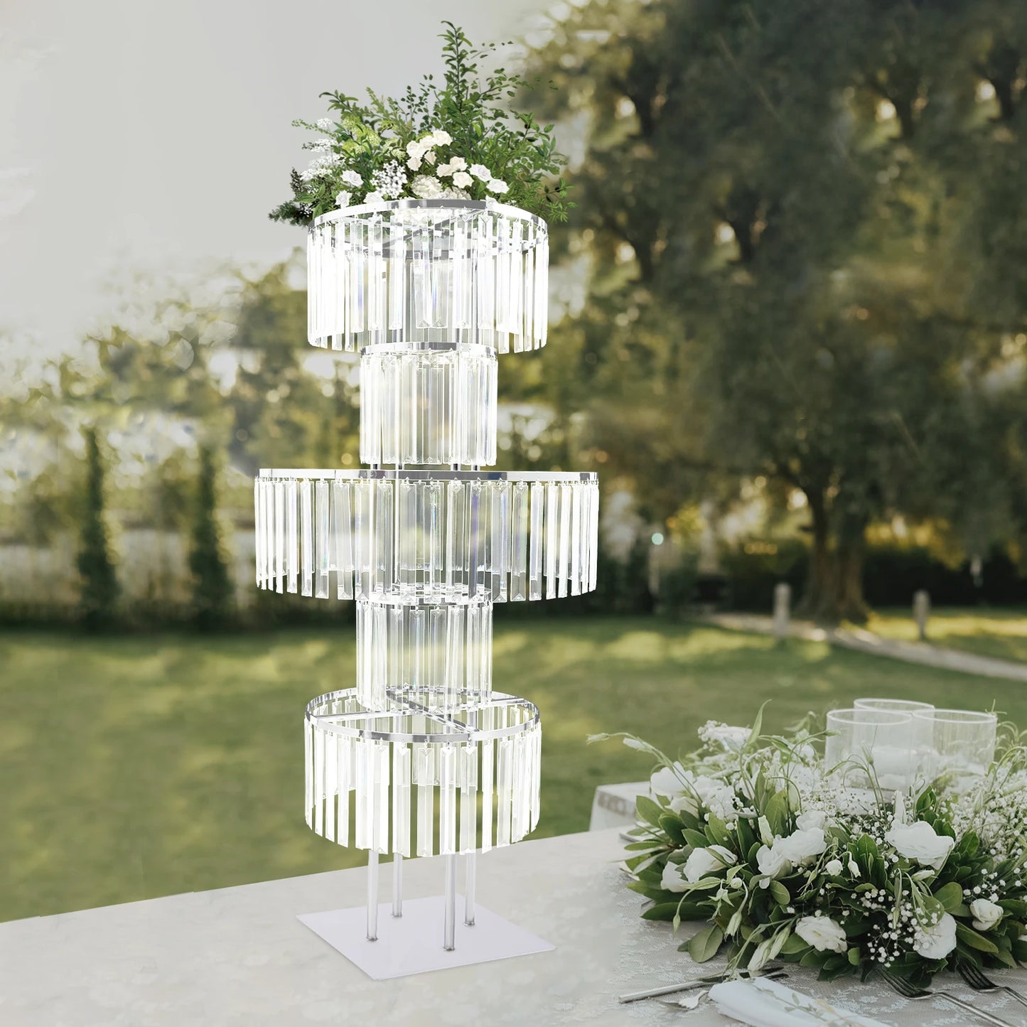 5 Tier Wedding Centerpiece Stand Acrylic Flower Vase Display