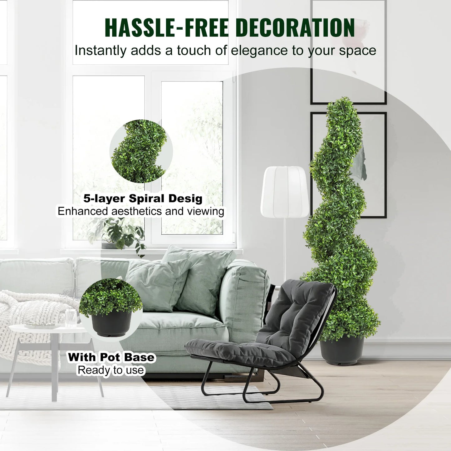 Artificial Boxwood Tower Topiary Spiral Plant Outdoor Decor