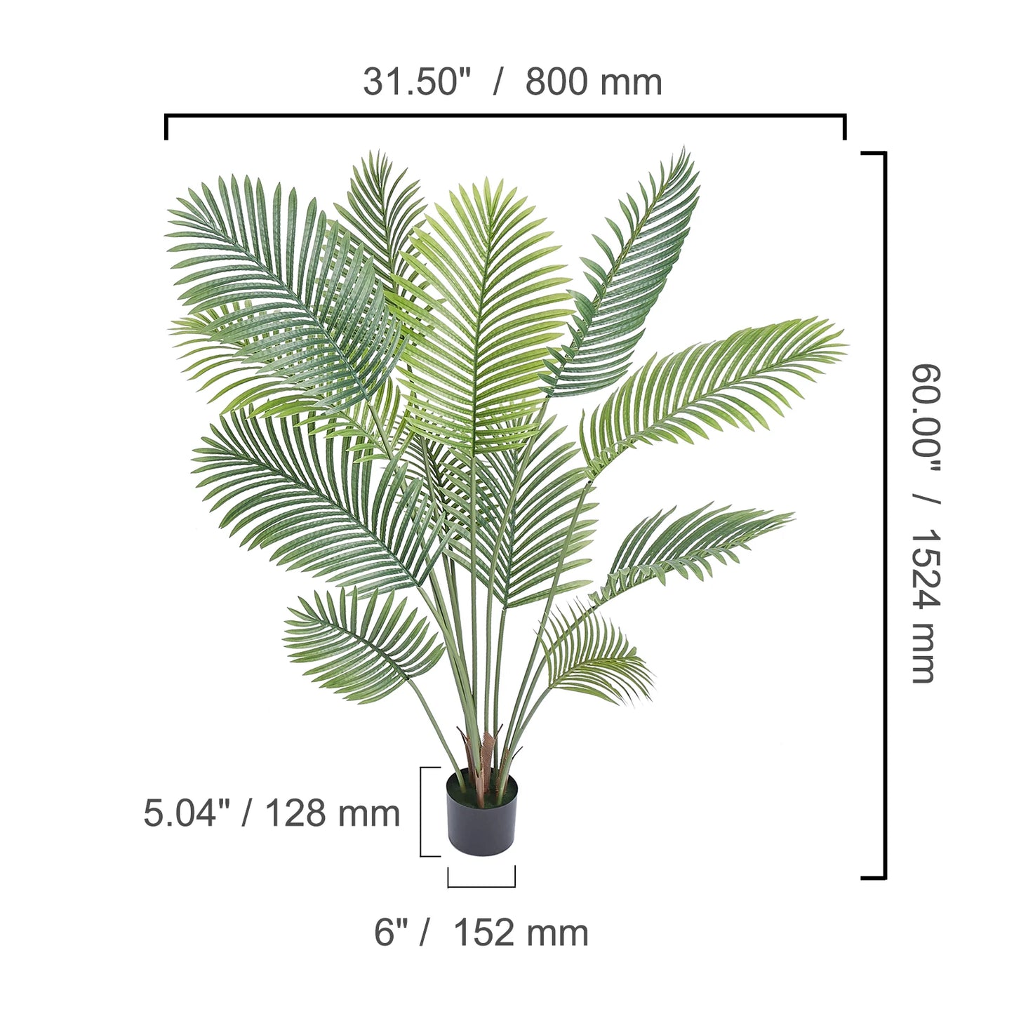 SucceBuy Artificial Palm Tree Faux Plant With Anti Tip Support