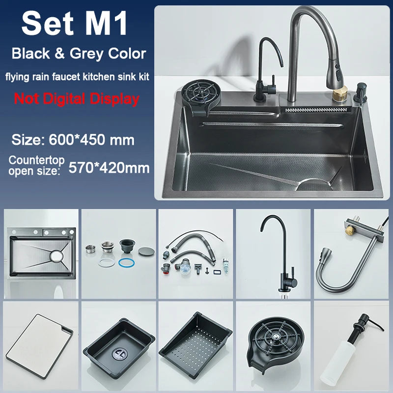 Rozin Stainless Steel Kitchen Sink With Faucet Single Bowl