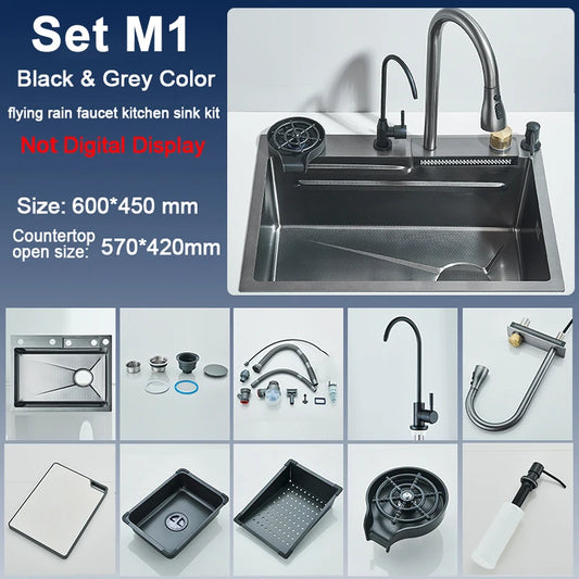 Rozin Stainless Steel Kitchen Sink With Faucet Single Bowl