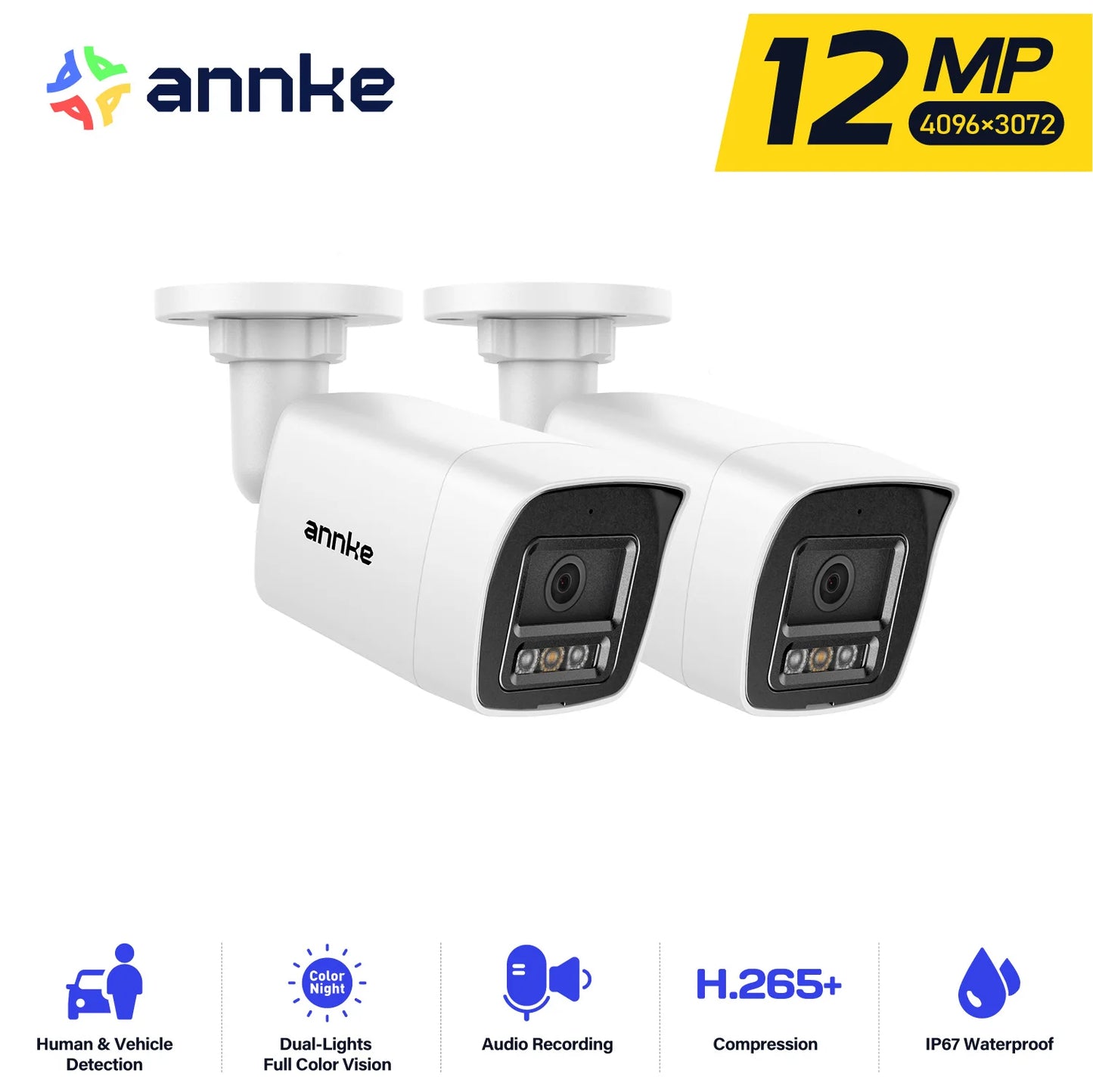 ANNKE 12MP Outdoor Dual-Light PoE Security Camera Night Vision