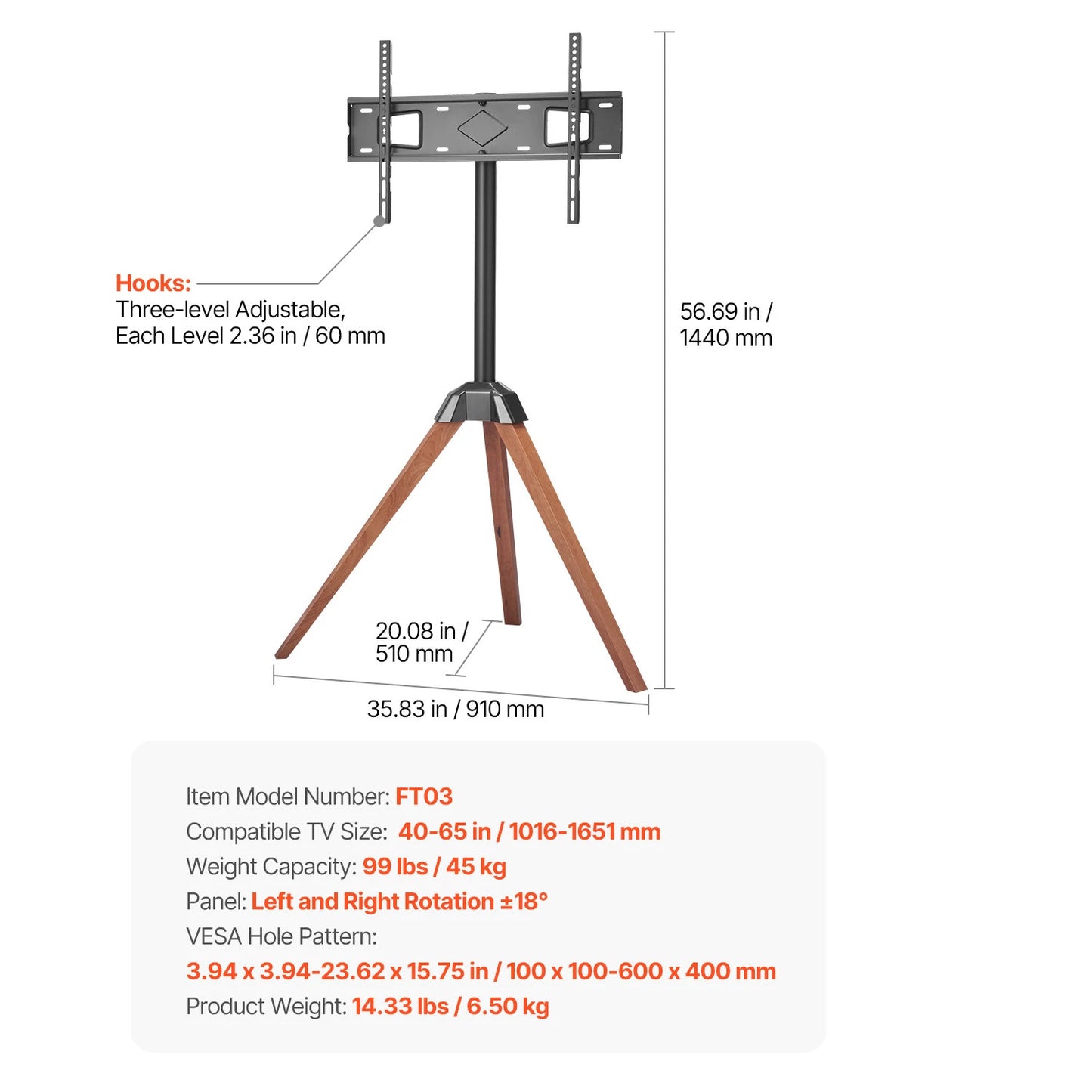 SucceBuy Rolling TV Stand With Wheels For Living Room Office