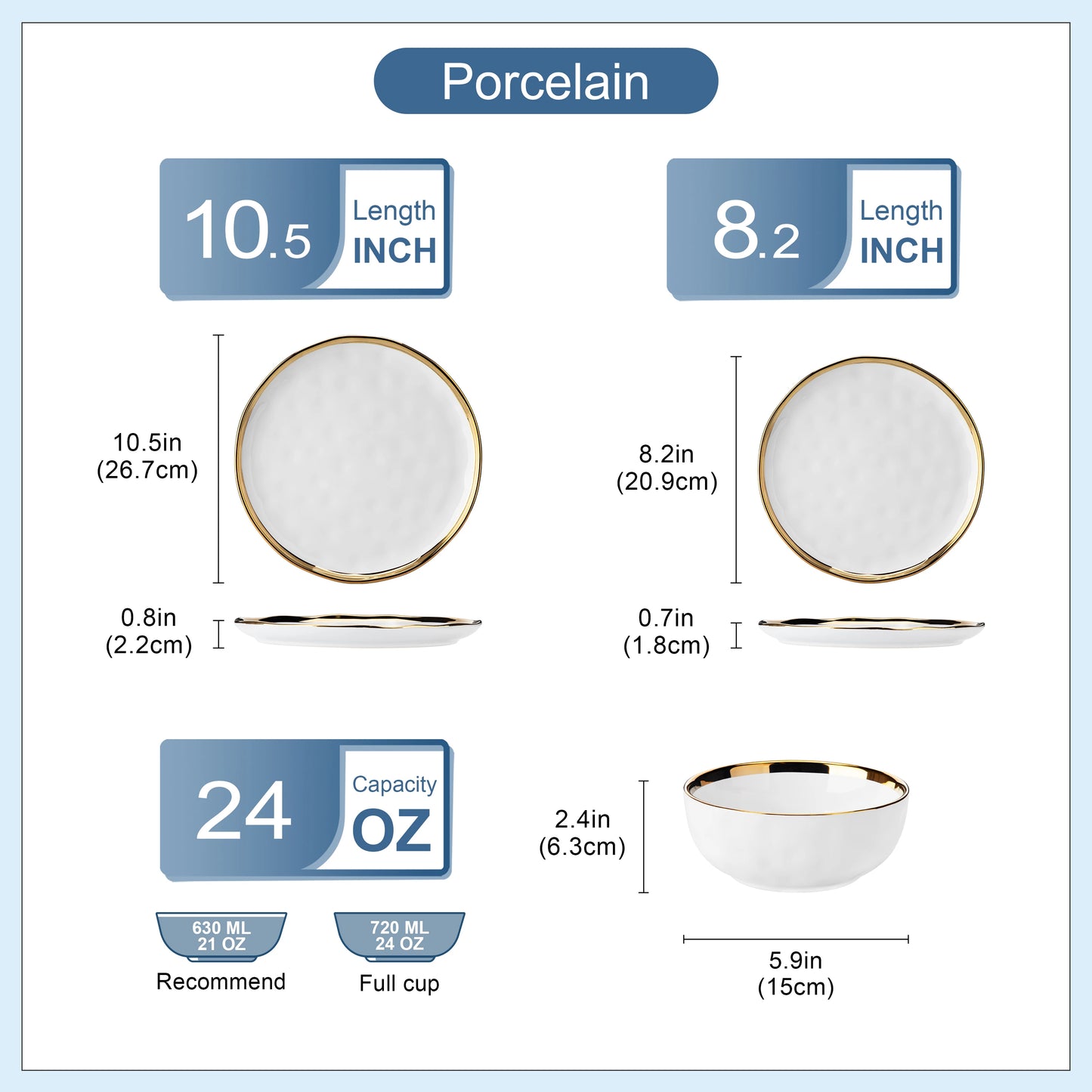 MALACASA Ceramic Porcelain Dinnerware Set For Everyday Use