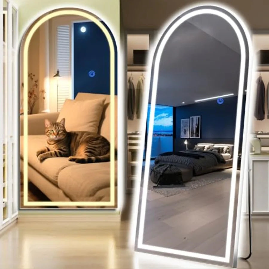 Full Length Standing Mirror With Dimmable 3 Color Led Lights