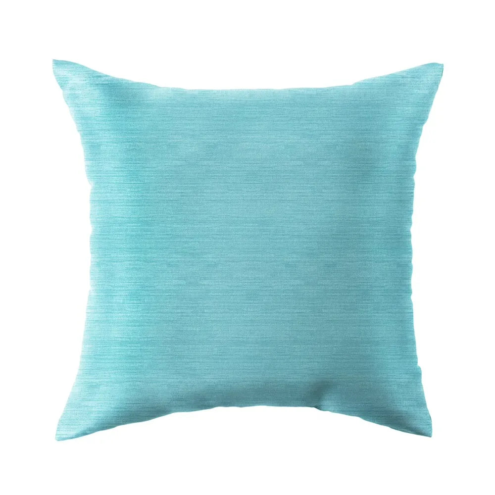 Solid Aqua Blue Textured Outdoor Square Throw Pillow